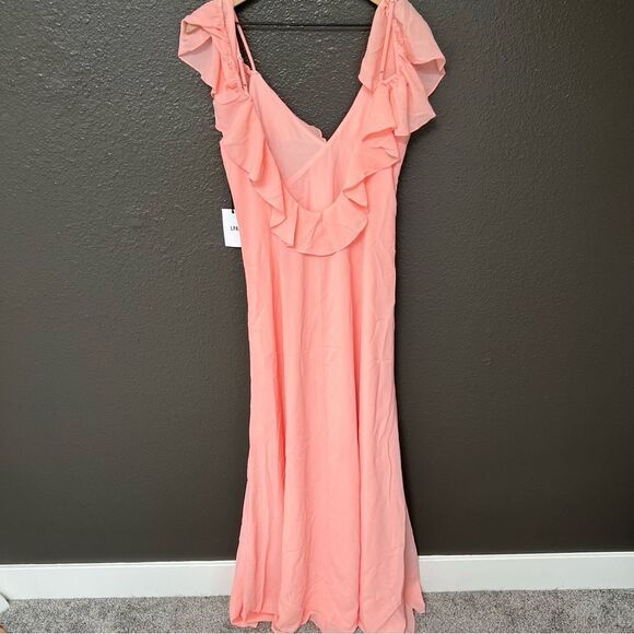 *spots* NWT Revolve x LPA Ruffle Neckline Maxi in Blush | Size L - Picture 10 of 16